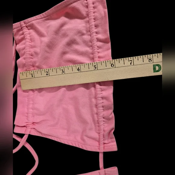 NWOT May Pink Mini Skirt Set Halter Top Ruched Skirt 2PC - Picture 7 of 10